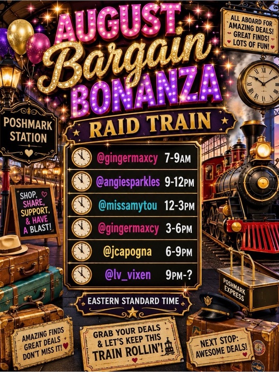 Accessories - August Bargain Bonanza Raid Train Graphic Poster - Vibrant Gold & Purple